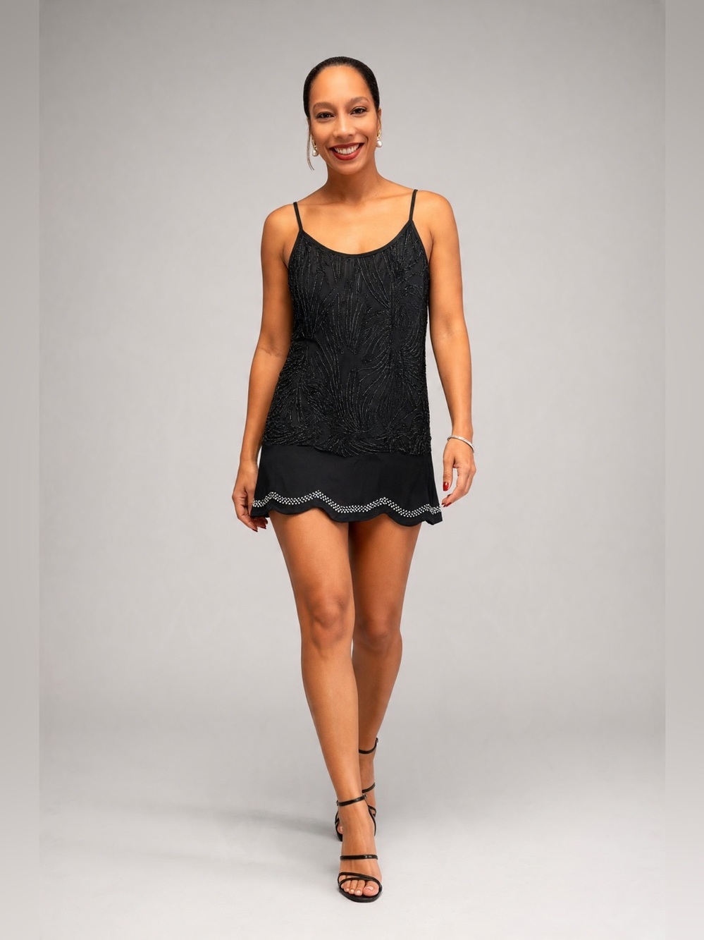 Adrianna Papell Black Beaded Dress